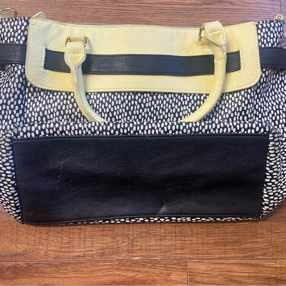 Betsey Johnson Black White Yellow Tote Shoulder Bag XOX Betsy Purse